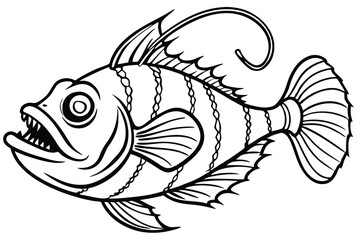 Detailed anglerfish illustration on white background
