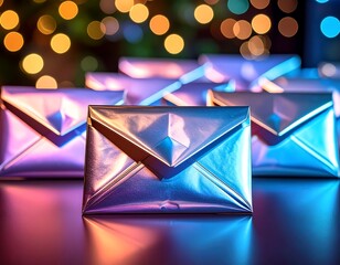 Wrapped mail envelopes in vibrant hues