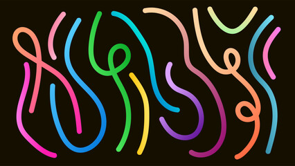 ABSTRACT DARK BACKGROUND WITH LINES HAND DRAWN SHAPES GRADIENT SMOOTH LIQUID COLOR RIBBONS DESIGN VECTOR TEMPLATE GOOD FOR MODERN WEBSITE, WALLPAPER, COVER DESIGN 