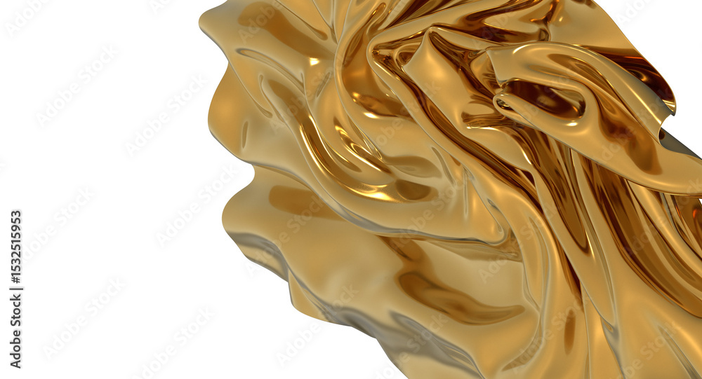 Aufkleber shiny golden fabric draped in an abstract form