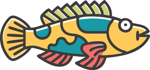 Detailed blenny fish illustration on white background