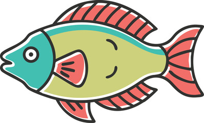 Vibrant blue acara fish illustration on white background