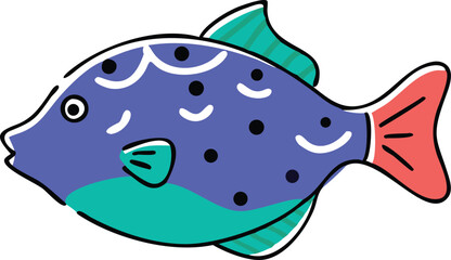 Detailed boxfish illustration on white background