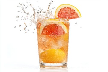 Refreshing citrus drink with grapefruit and orange slices