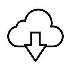 Cloud Download Icon Outline Vector Illustration