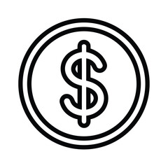 Dollar Sign Icon Outline Vector Illustration