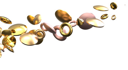 Gilded Festivity: Brilliant 3D Illustration Showcasing a Shower of gold Confetti
