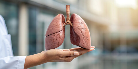 human lungs in hand