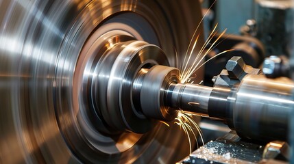 Close-up of groove turning operation on a lathe, demonstrating a cutting tool creating precise grooves on a metal workpiece