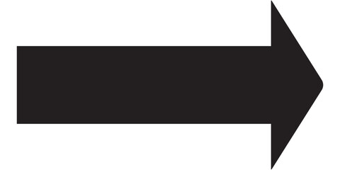 Black arrow pointing right. Arrow shape icon element. Long arrow icon. Vector illustration.