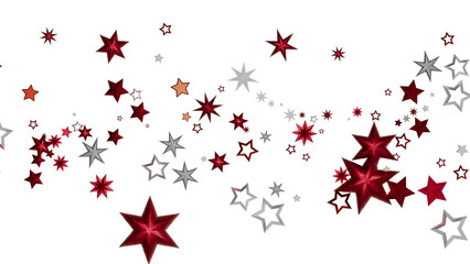 Sparkling red and silver stars on white. Perfect for holidays, celebrations, and more!