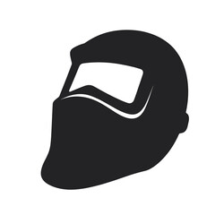 Protective welding mask silhouette. Strong welding helmet design for industrial safety.  Welding equipment image ideal for construction industry website or safety manual.