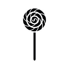 Black Silhouette Swirl Lollipop Vector
