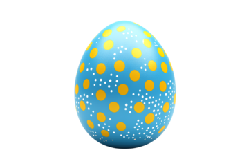 A blue Easter egg with yellow dots, clipart on a white background