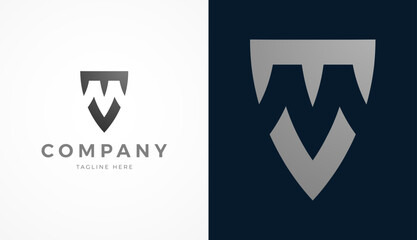 Initial Letter TMV Logo Design, Stylish letter TMV Shield with two color, usable for brand and company logos, vector illustration