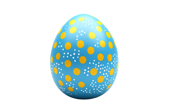 A blue Easter egg with yellow dots, clipart on a white background