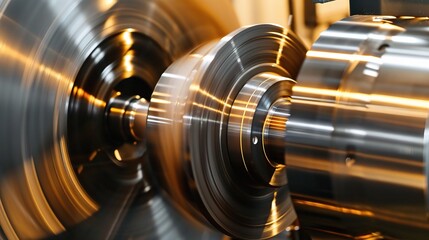 Close-up of groove turning operation on a lathe, demonstrating a cutting tool creating precise grooves on a metal workpiece