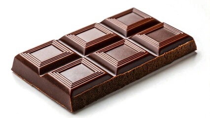Fototapeta premium Close-up of a dark chocolate bar with six segments on white background 