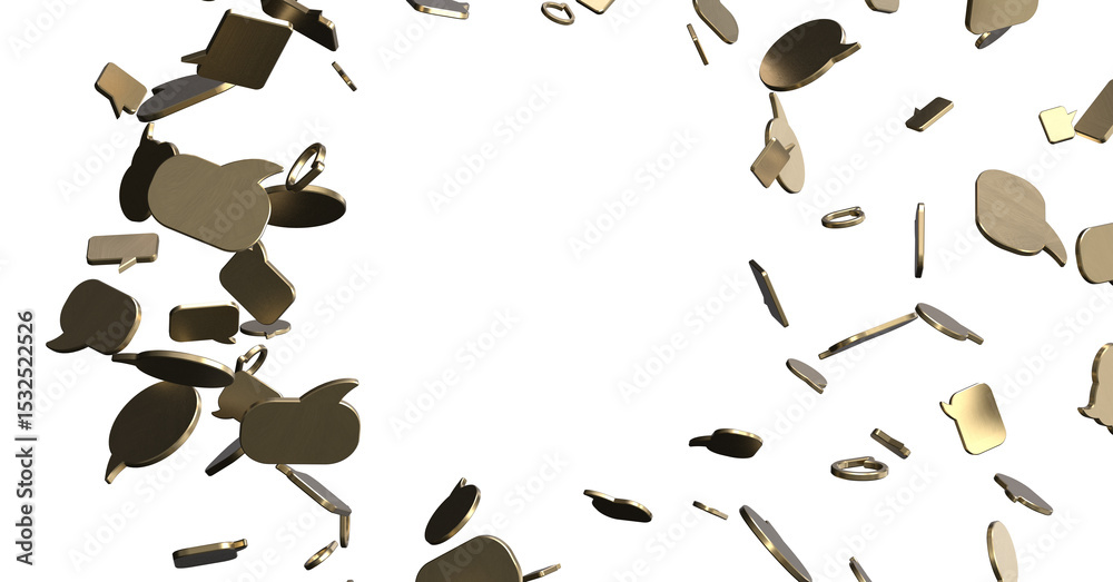 Poster 3D rendering flying email icon and web flying
