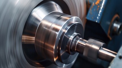 Close-up of groove turning operation on a lathe, demonstrating a cutting tool creating precise grooves on a metal workpiece