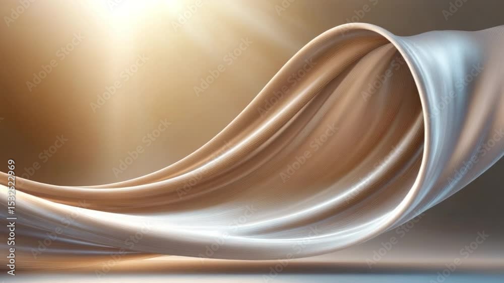Poster Silky Smooth Swirl: A close-up shot of flowing, delicate fabric, its texture and light creating a mesmerizing and captivating effect, with soft colors and graceful folds.