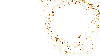 Celestial Celebration: Radiant 3D Illustration of Celestial gold Confetti