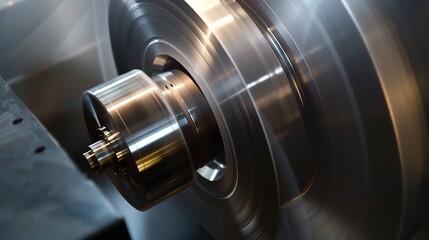 Close-up of groove turning operation on a lathe, demonstrating a cutting tool creating precise grooves on a metal workpiece