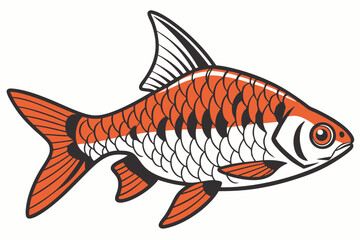 Colorful cherry barb fish illustration on white background
