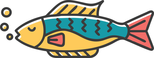 Vibrant cleaner wrasse fish illustration on white background