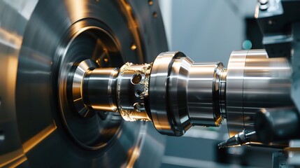 Close-up of groove turning operation on a lathe, demonstrating a cutting tool creating precise grooves on a metal workpiece