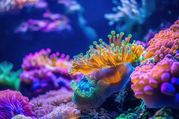 Obraz premium Vibrant Coral Reef Ecosystem Underwater Wonders of Colorful Marine Life
