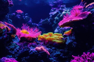 Naklejka premium Vibrant Underwater Coral Reef Ecosystem A Stunning Display of Marine Life