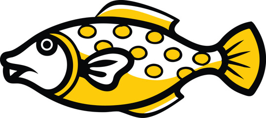 Vibrant clown triggerfish illustration on white background