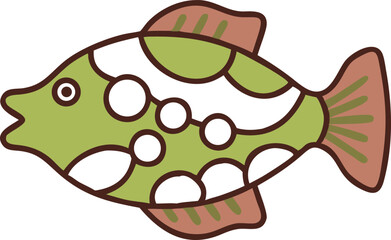 Vibrant clown triggerfish illustration on white background