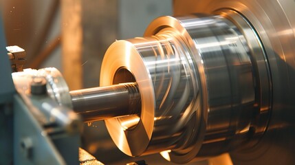 Close-up of groove turning operation on a lathe, demonstrating a cutting tool creating precise grooves on a metal workpiece
