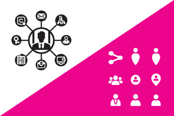 Linkedin Icon Collection Professional Network Symbols in Black and White Silhouette