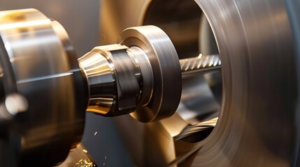 Close-up of groove turning operation on a lathe, demonstrating a cutting tool creating precise grooves on a metal workpiece