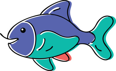 Elephant nose fish illustration on white background