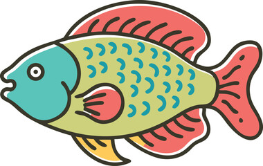 Vibrant flowerhorn fish illustration on white background