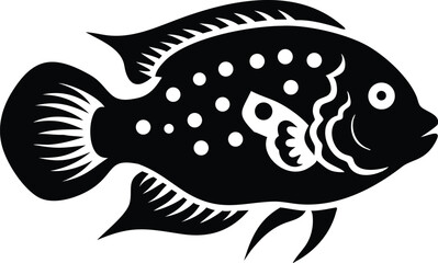 Vibrant flowerhorn fish illustration on white background