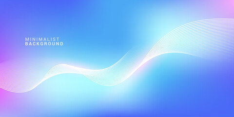 Abstract blue gradient background with shining lines waves. Minimalist background for banner, poster, cover, brochure, flyer, website