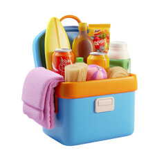 Beach Picnic Cooler Bag 3D Render.