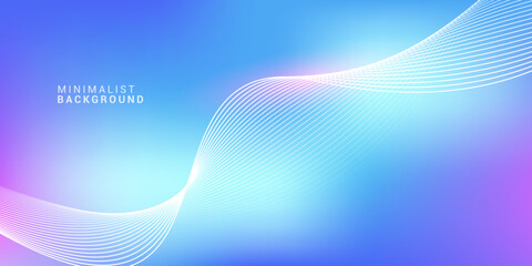 Abstract blue gradient background with shining lines waves. Minimalist background for banner, poster, cover, brochure, flyer, website