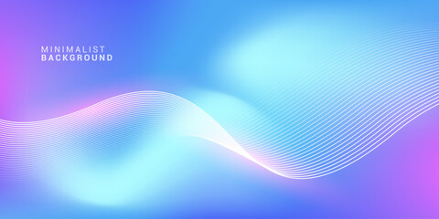 Abstract blue gradient background with shining lines waves. Minimalist background for banner, poster, cover, brochure, flyer, website