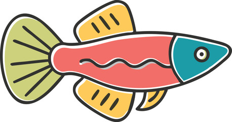 Vibrant guppy illustration on white background