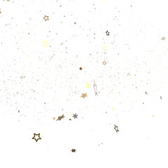 Banner with golden decoration. Festive border with falling glitter dust and stars.