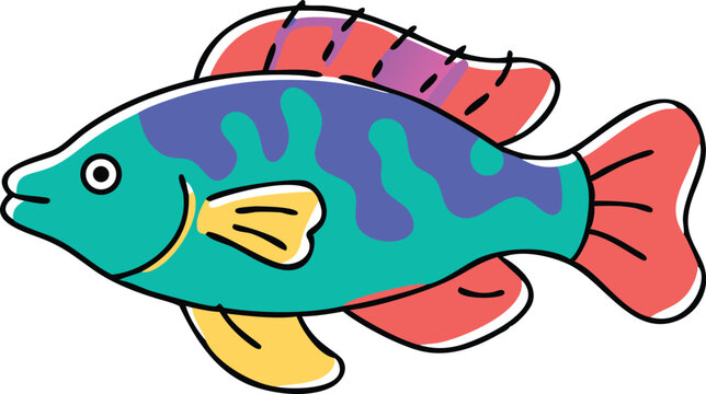 Detailed hawkfish illustration on white background