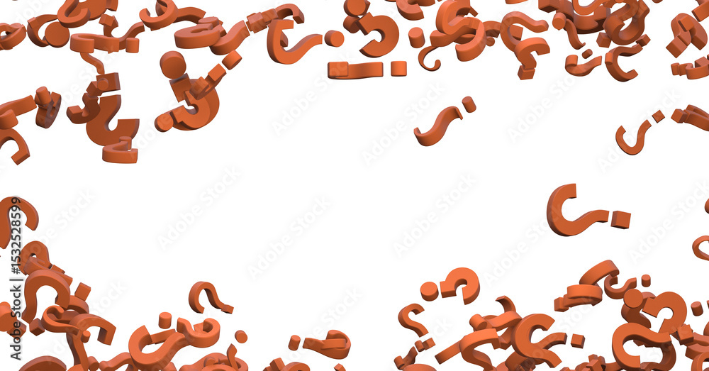 Poster colored question marks background concept. 3D Rendering.