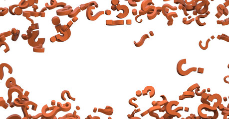 colored question marks background concept. 3D Rendering.