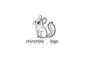 Fototapeta premium Chinchilla Logo: Charming chinchilla logo in sleek monochrome style, showcasing the essence of cuteness and simplicity for various creative uses.